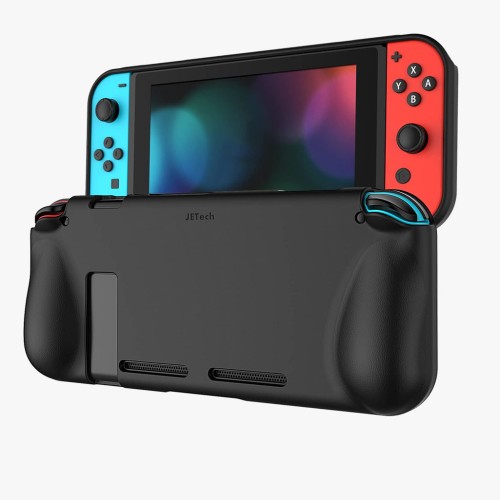 JETech Protective Case for Nintendo Switch 2017, Grip Cover with Shock-Absorption and Anti-Scratch Design, Black